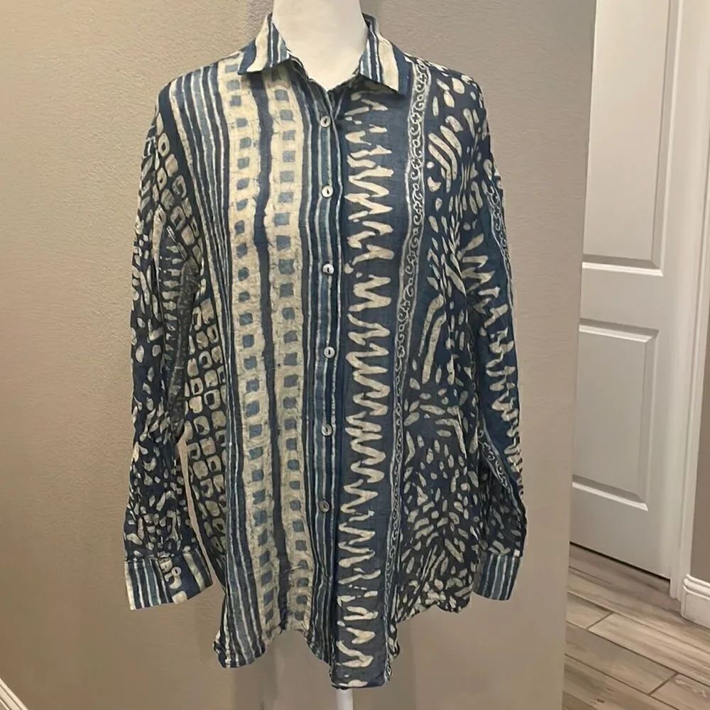 Zara Linen and Cotton Button Up Long Sleeve Bohemian Style